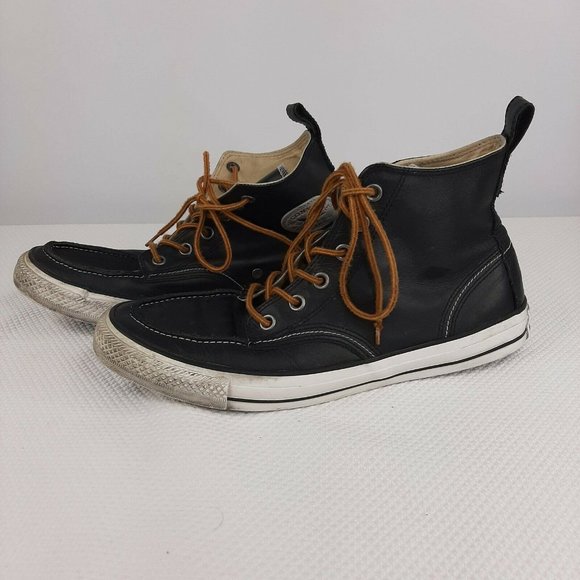 Converse Chuck Taylor Classic Boot High Black Leather Mens Size 10 Moc Toe - Picture 4 of 7